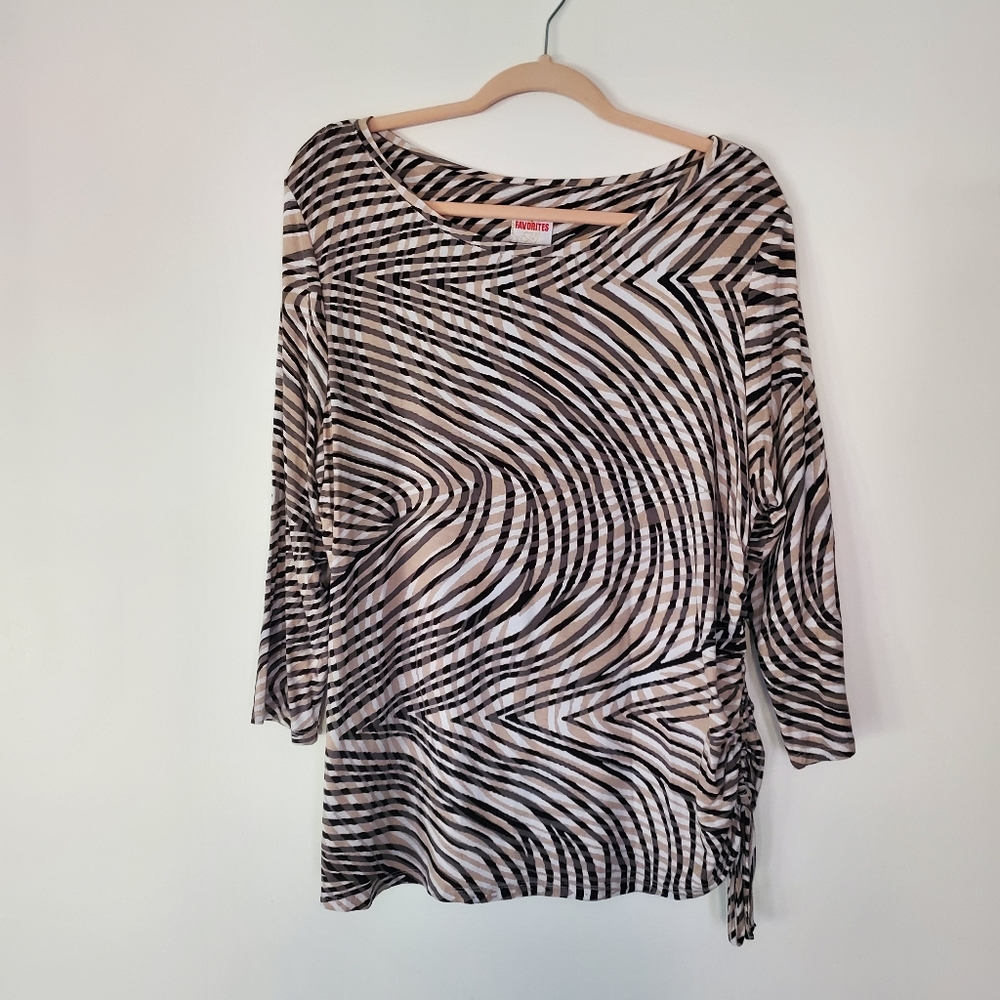 Ruby Rd. Side Tie Printed Blouse Size XL